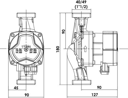 Circulateur chauffage automatique 1''1/2 (40/49) - 180 mm - Somatherm